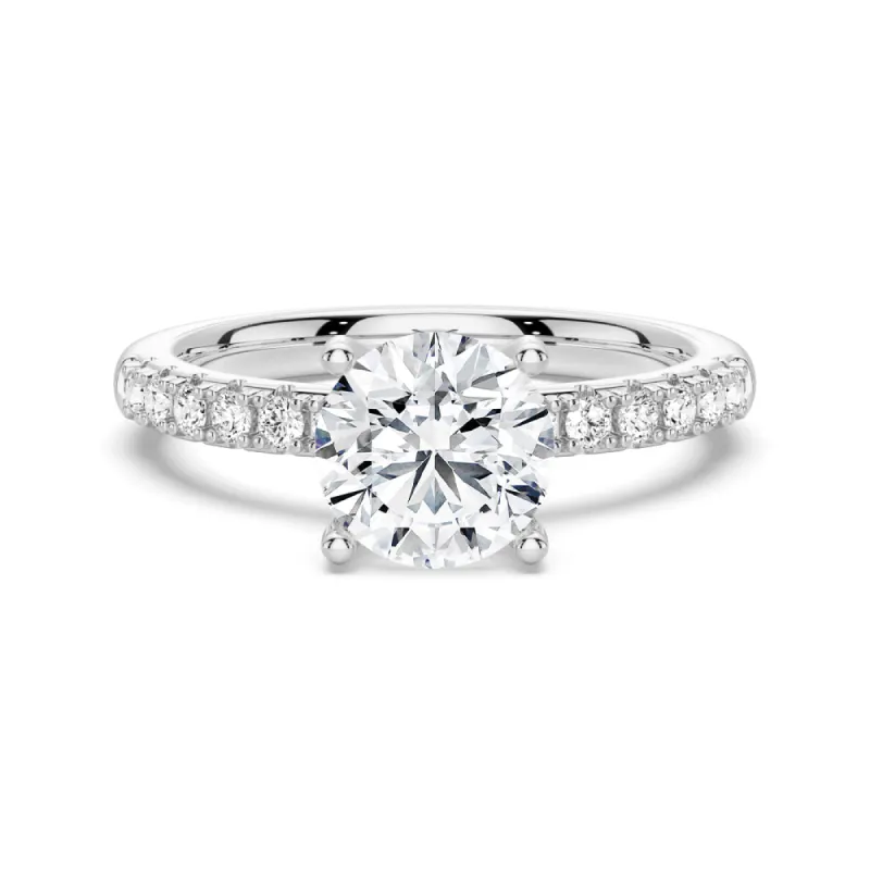 1.5 CT. Round-Shaped Pavé Band Moissanite Engagement Ring [Ships within 24 hrs] sold by MSBLUE Jewelry