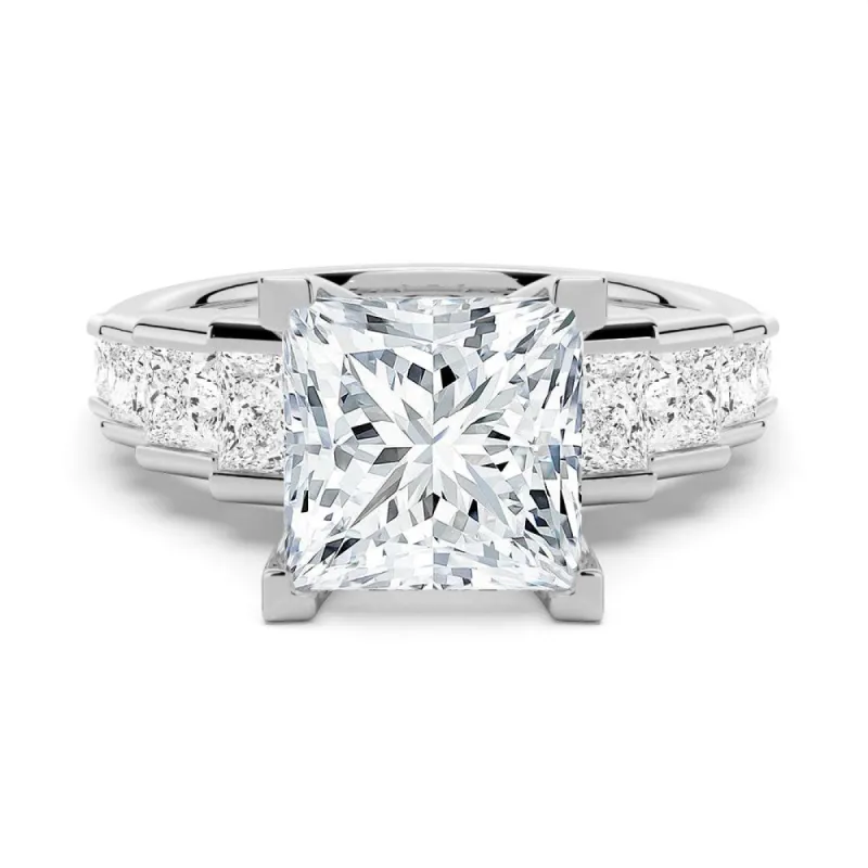 Unique Cinderella Staircase Princess Cut Moissanite Engagement Ring sold by MSBLUE Jewelry
