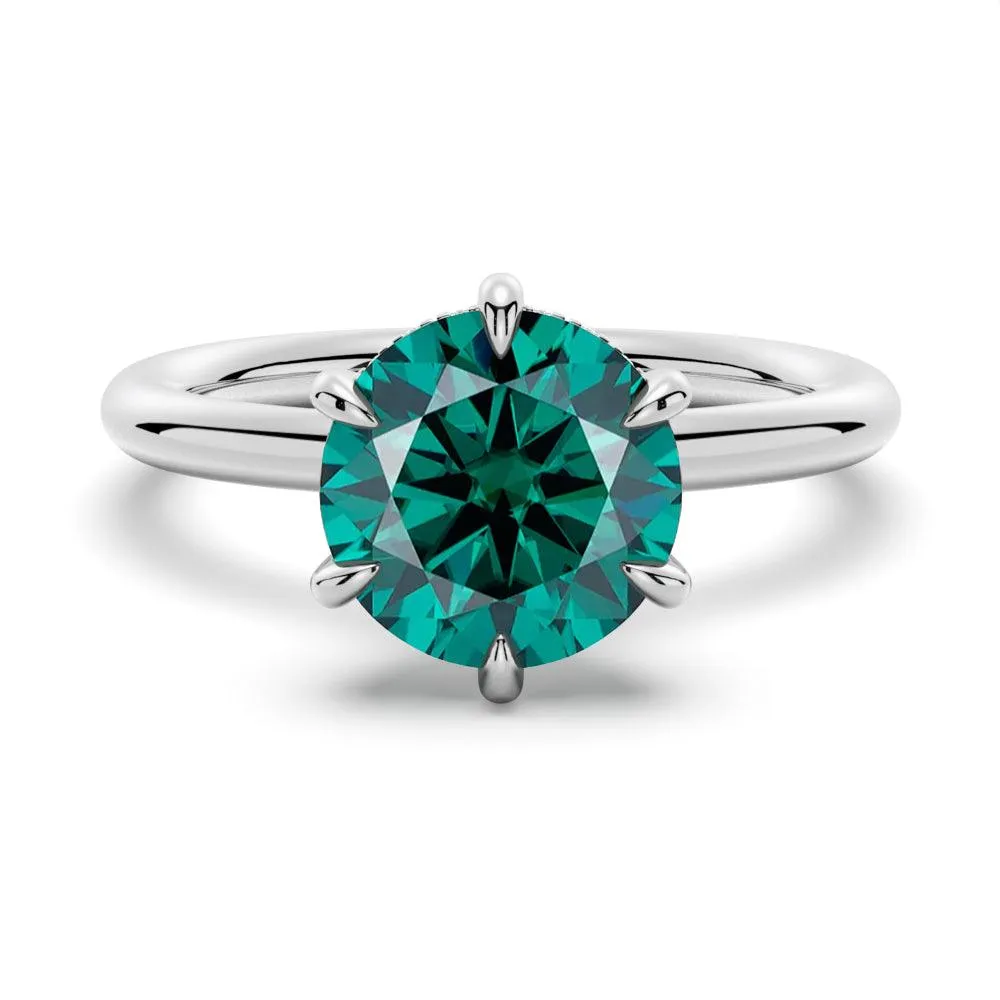 2 CT. Six Prong Solitaire Green Moissanite Engagement Ring With Hidden Halo sold by MSBLUE Jewelry