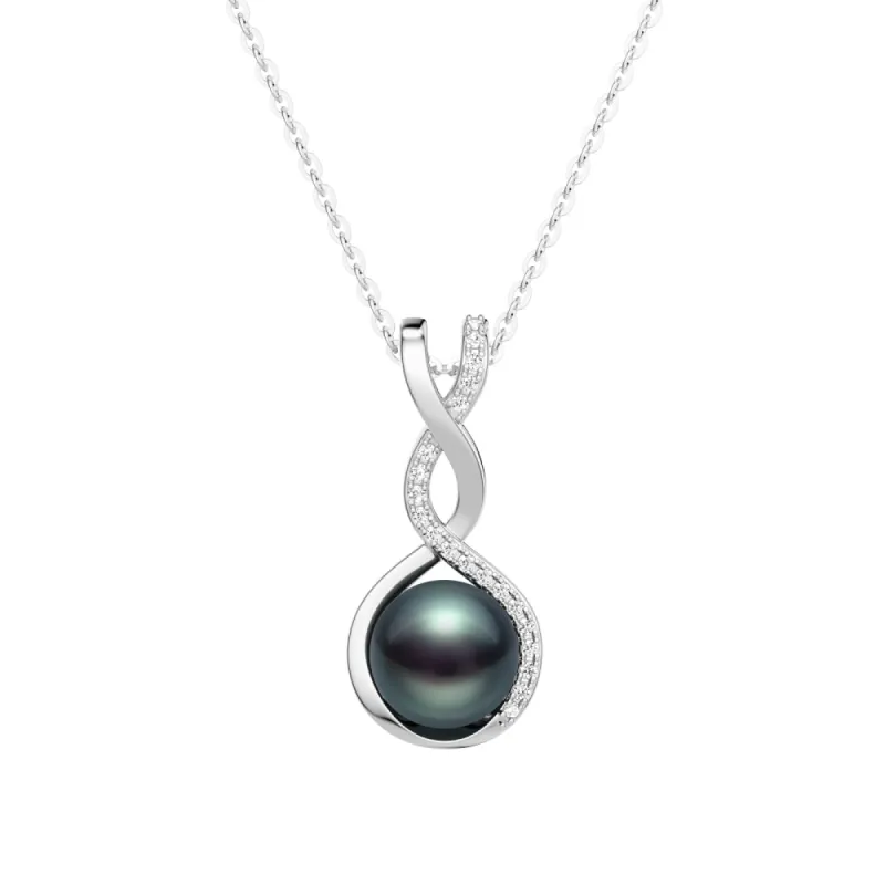 8MM Tahitian Pearl Twist Pendant Necklace sold by MSBLUE Jewelry