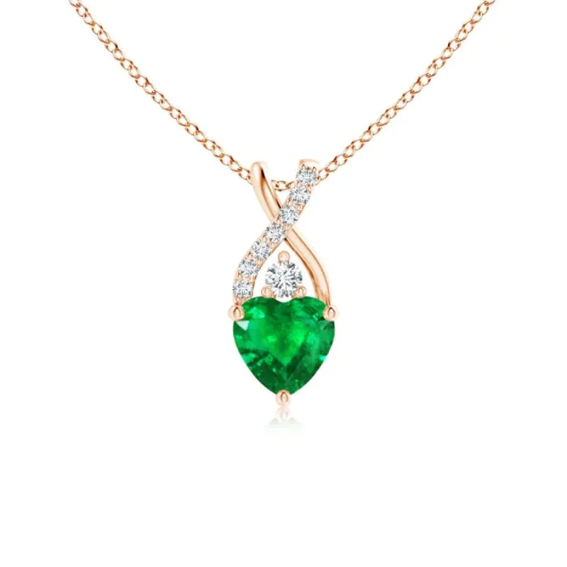 1.16 CT. Solitaire Heart Emerald and White Sapphire Pendant sold by MSBLUE Jewelry