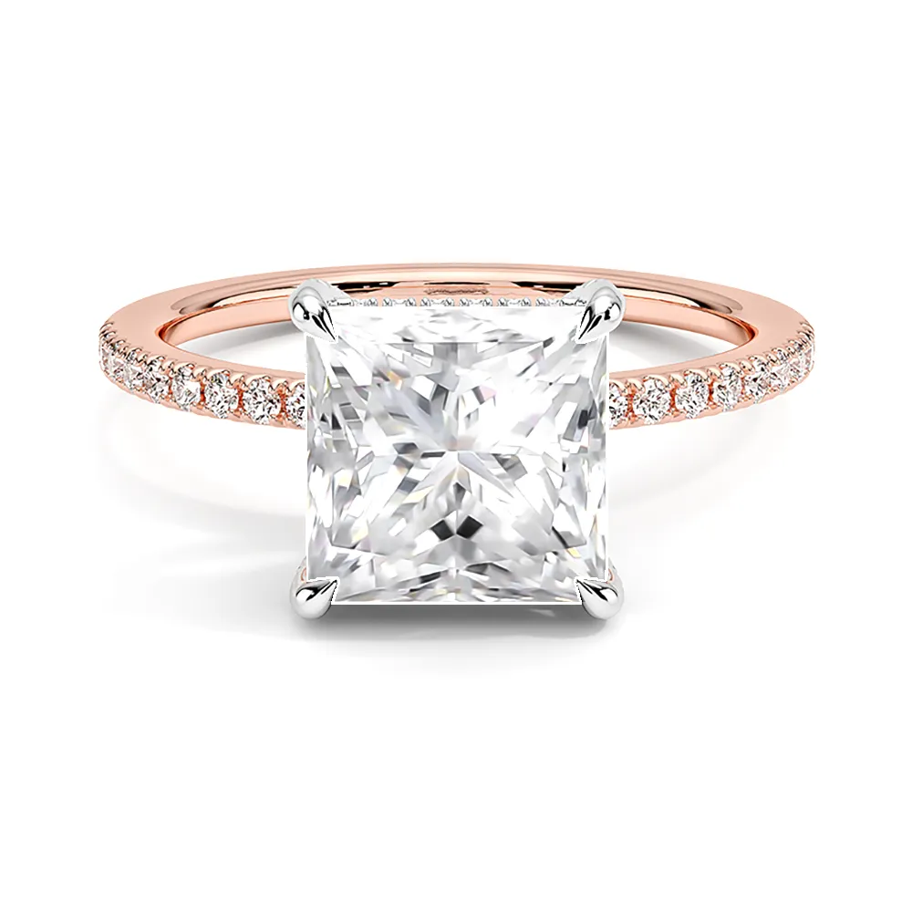 Two-Tone Princess Cut Engagement Ring With Hidden Halo sold by MSBLUE Jewelry product image thumbnail 2