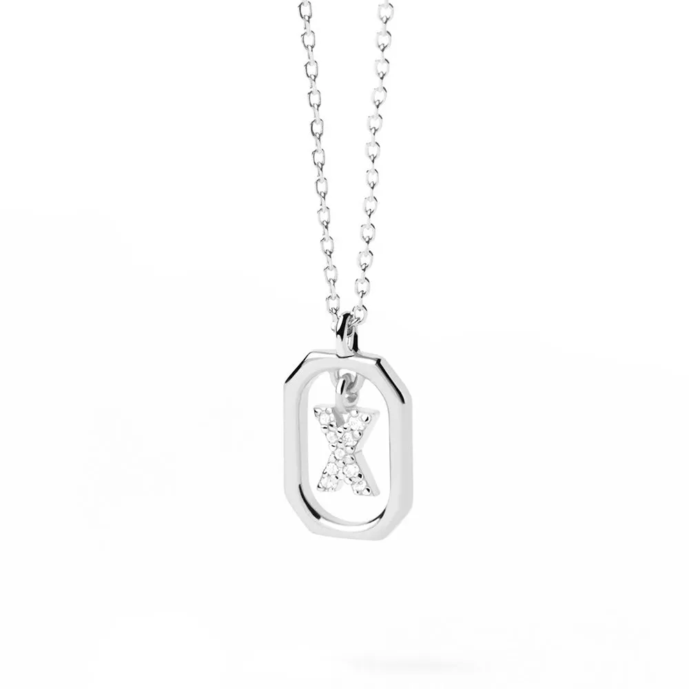 Moissanite Initial X Dangle Pendant Necklace sold by MSBLUE Jewelry