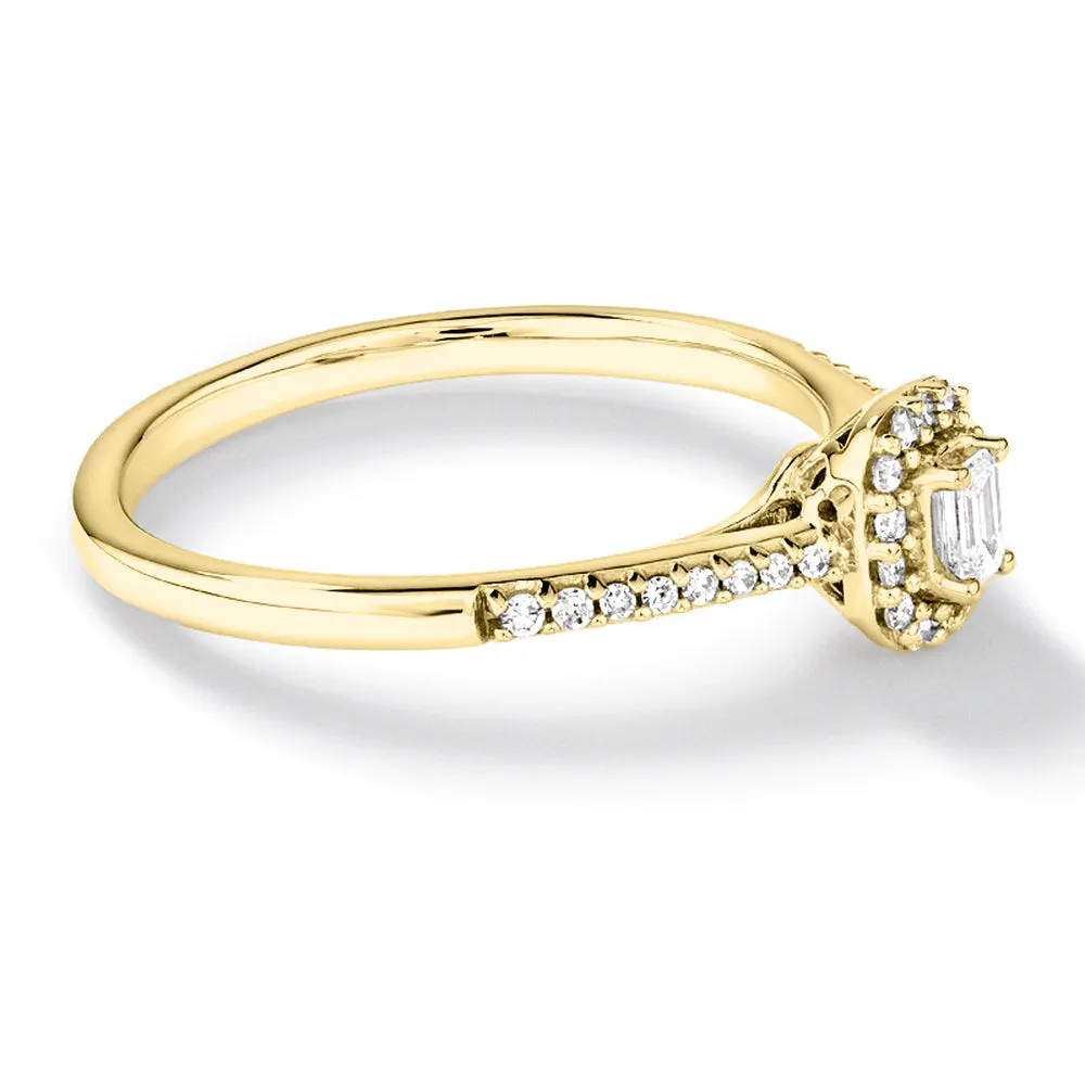 Halo Emerald Cut Lab Grown Diamond Promise Ring sold by MSBLUE Jewelry product image thumbnail 5