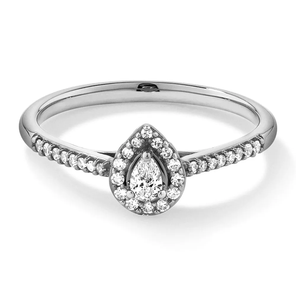Halo Pear Shaped Lab Grown Diamond Promise Ring sold by MSBLUE Jewelry
