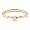 Two Tone Petite Emerald Cut Lab Grown Diamond Solitaire Promise Ring sold by MSBLUE Jewelry