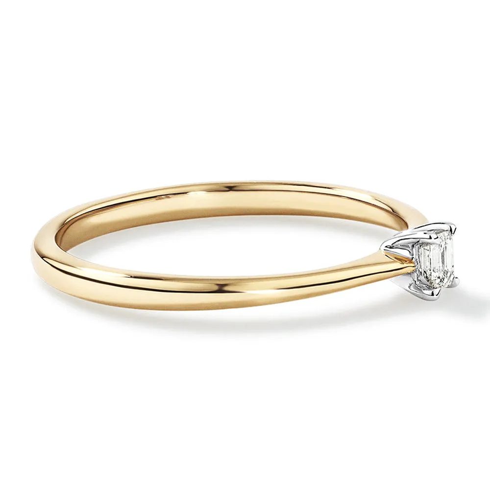 Two Tone Petite Emerald Cut Lab Grown Diamond Solitaire Promise Ring sold by MSBLUE Jewelry product image thumbnail 5