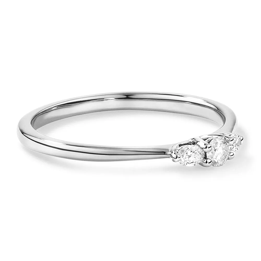Three Stone Round Brilliant and Oval Cut Lab Grown Diamond Promise Ring sold by MSBLUE Jewelry product image thumbnail 4