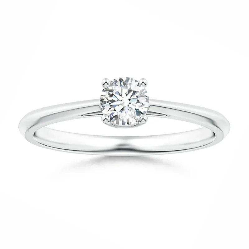 Knife Edged Classic Round Lab Grown Diamond Solitaire Promise Ring sold by MSBLUE Jewelry