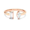 Baguette and Marquise Lab Grown Diamond Toi et Moi Promise Ring sold by MSBLUE Jewelry