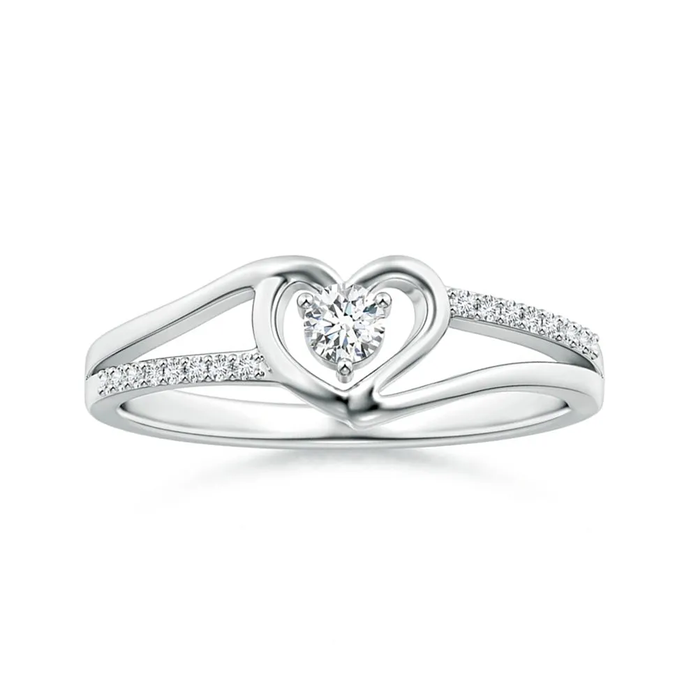 Lab Grown Diamond Heart Design Solitaire Promise Ring sold by MSBLUE Jewelry