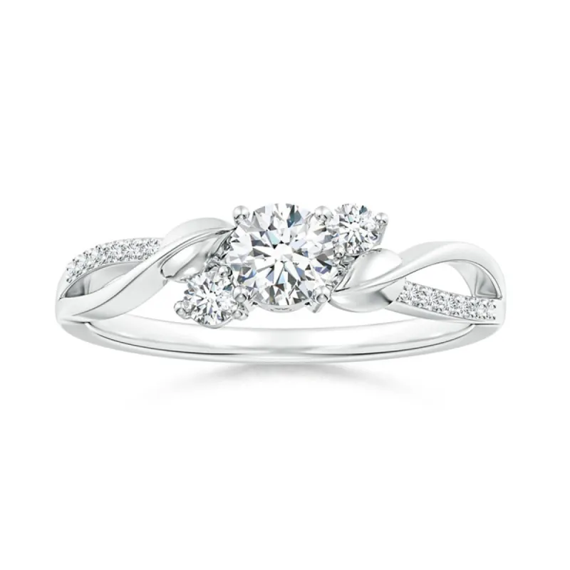 Three Stone Lab Grown Diamond Twisted Band Promise Ring sold by MSBLUE Jewelry