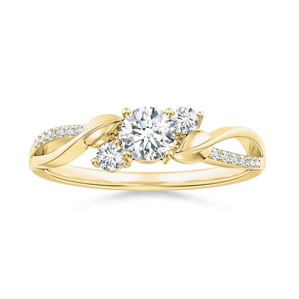 Three Stone Lab Grown Diamond Twisted Band Promise Ring sold by MSBLUE Jewelry product image thumbnail 2