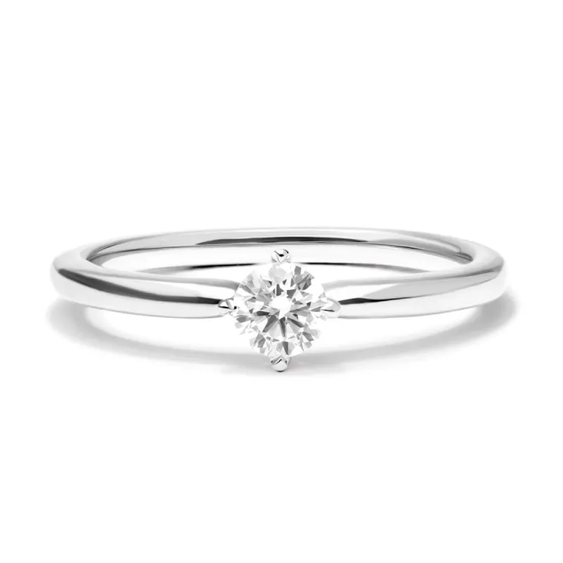 Petite Round Cut Lab Grown Diamond Solitaire Promise Ring sold by MSBLUE Jewelry