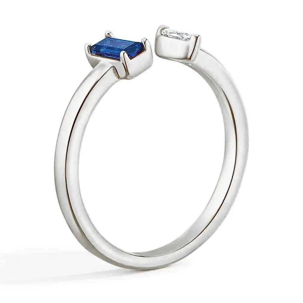 Lab Grown Sapphire and Diamond Toi et Moi Open Promise Ring sold by MSBLUE Jewelry product image thumbnail 4