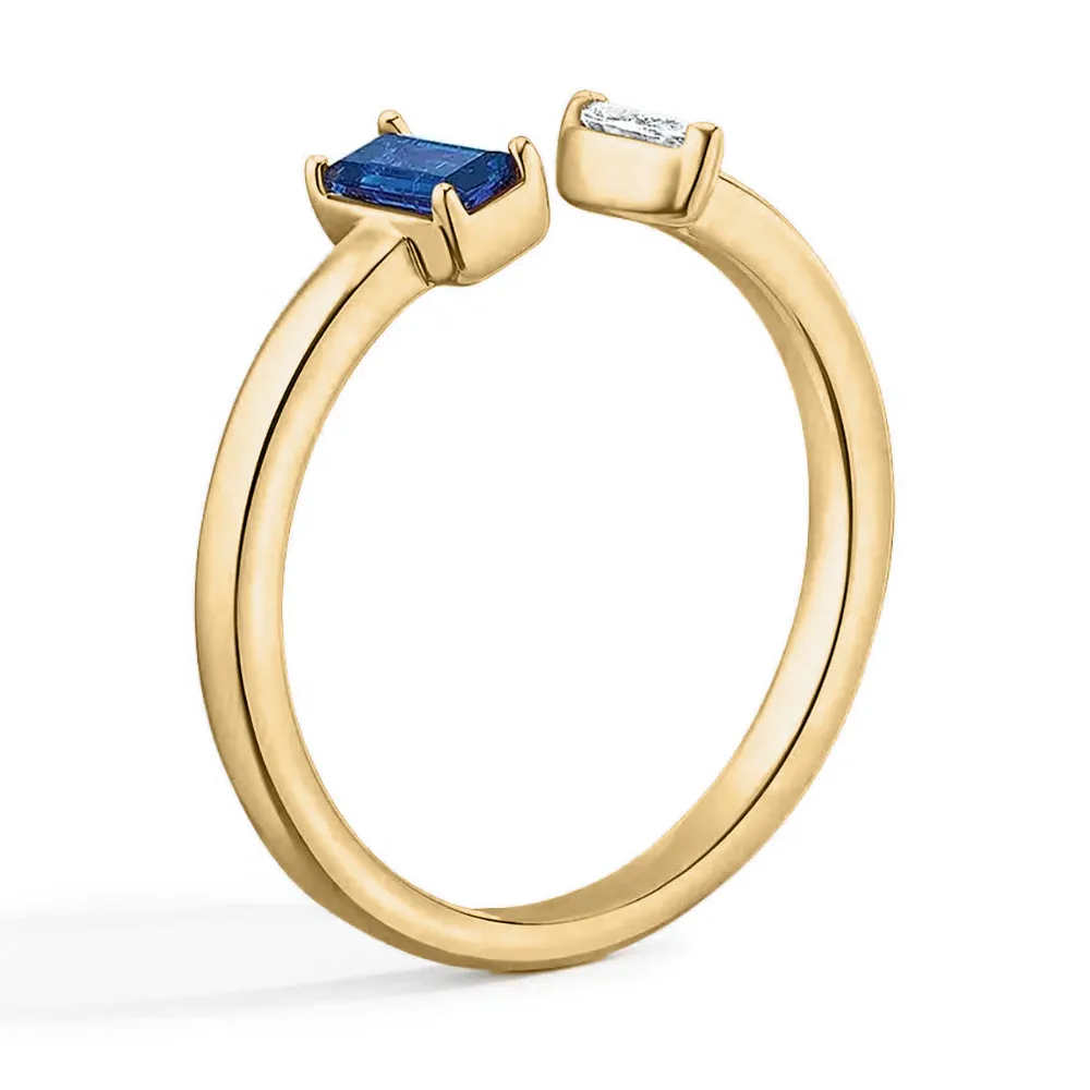 Lab Grown Sapphire and Diamond Toi et Moi Open Promise Ring sold by MSBLUE Jewelry product image thumbnail 5