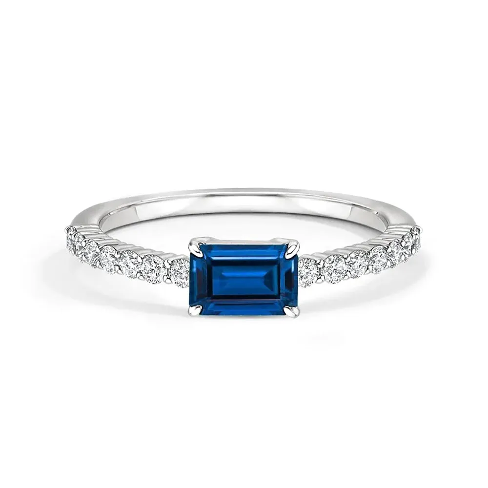 Lab Grown Sapphire and Diamond Promise Ring sold by MSBLUE Jewelry