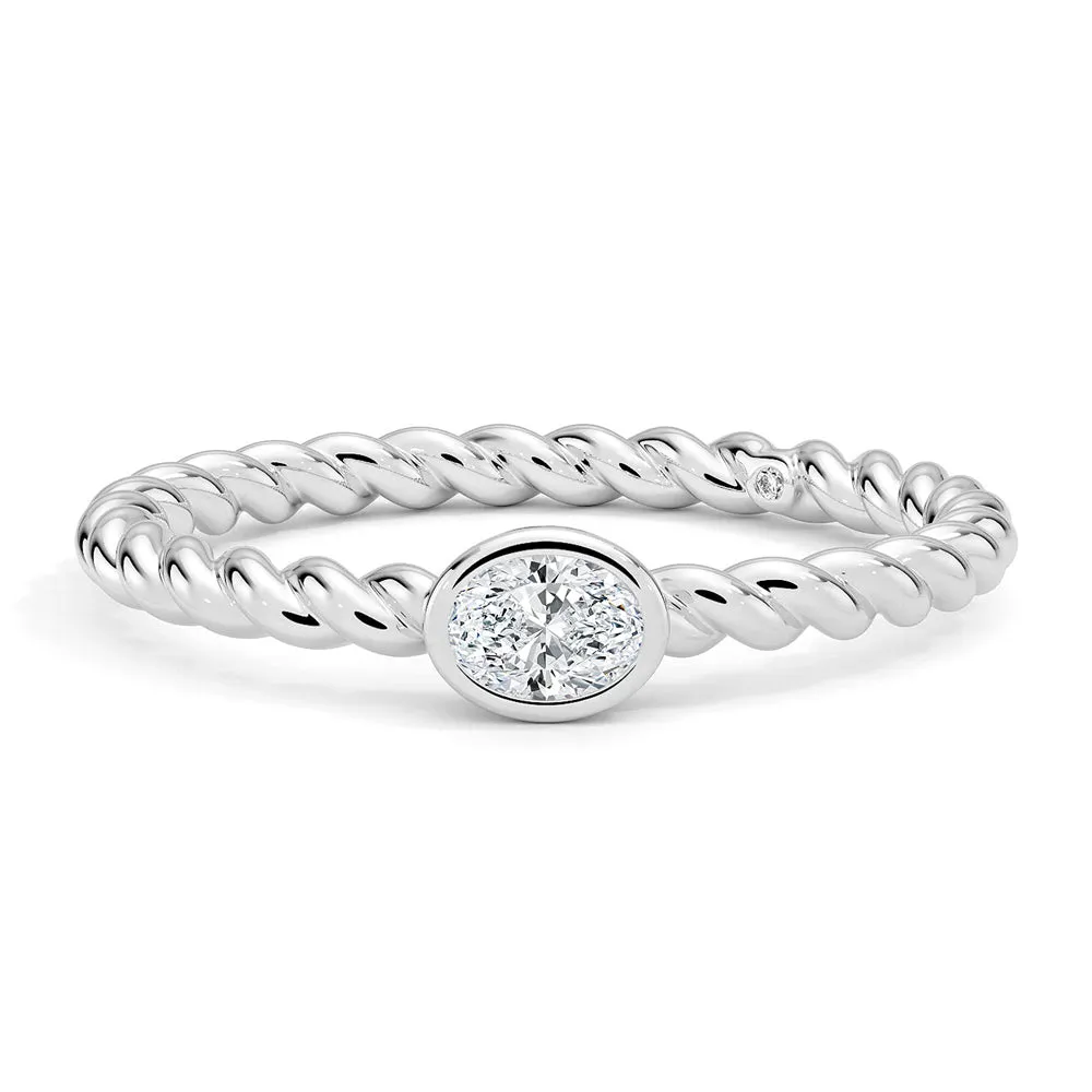 Oval Lab Grown Diamond Rope Promise Ring sold by MSBLUE Jewelry