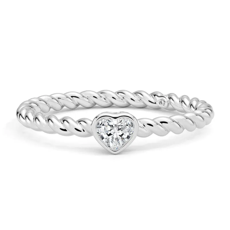 Heart Shaped Lab Grown Diamond Rope Promise Ring sold by MSBLUE Jewelry