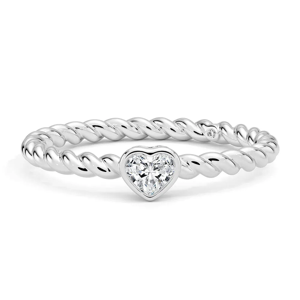 Heart Shaped Lab Grown Diamond Rope Promise Ring sold by MSBLUE Jewelry