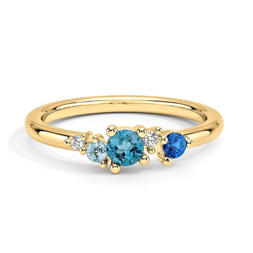 5 Stone Lab Grown Gemstone and Diamond Promise Ring sold by MSBLUE Jewelry product image thumbnail 2