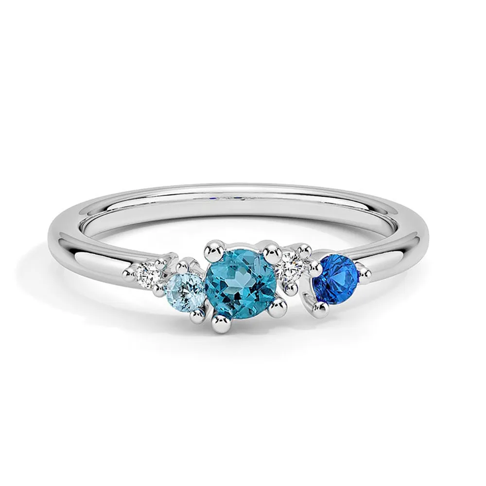 5 Stone Lab Grown Gemstone and Diamond Promise Ring sold by MSBLUE Jewelry
