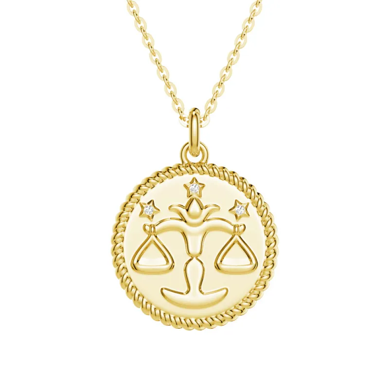 Libra Constellation Lab Grown Diamond Birthstone Pendant Necklace sold by MSBLUE Jewelry