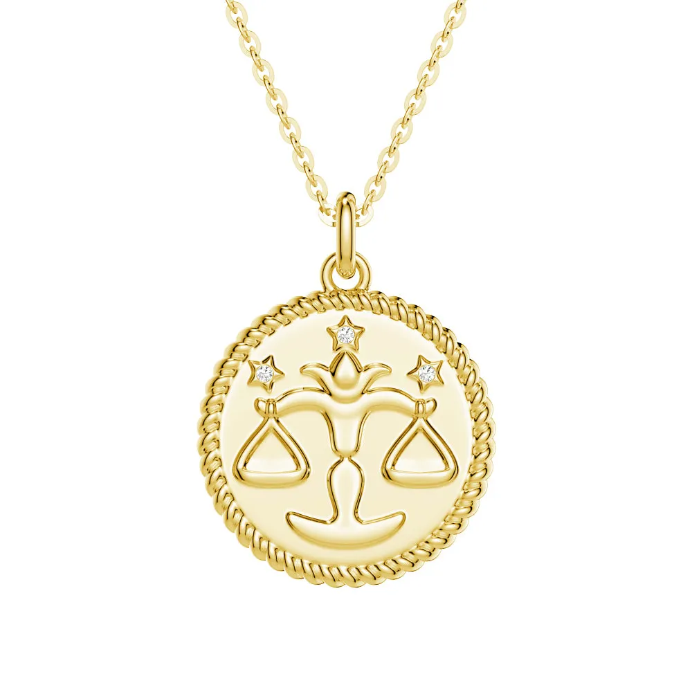 Libra Constellation Lab Grown Diamond Birthstone Pendant Necklace sold by MSBLUE Jewelry