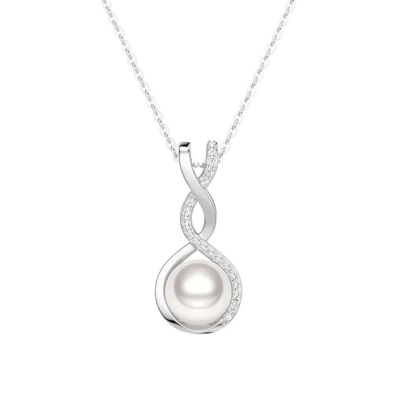 8MM Freshwater Pearl Twist Pendant Necklace sold by MSBLUE Jewelry