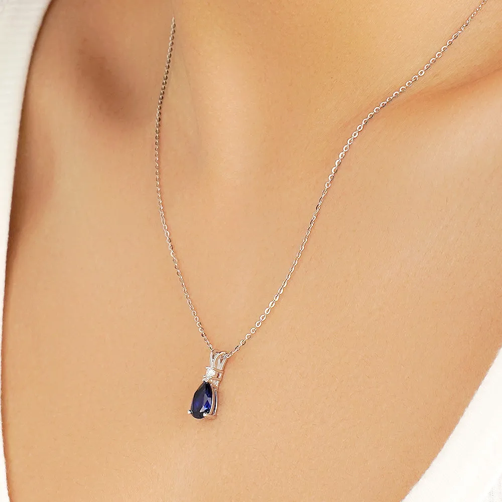 1.7 CT. Pear Blue Sapphire Solitaire Pendant with White Sapphire sold by MSBLUE Jewelry product image thumbnail 4