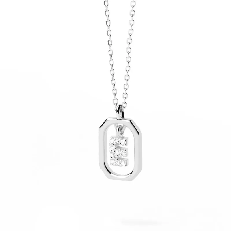 Moissanite Initial E Dangle Pendant Necklace sold by MSBLUE Jewelry