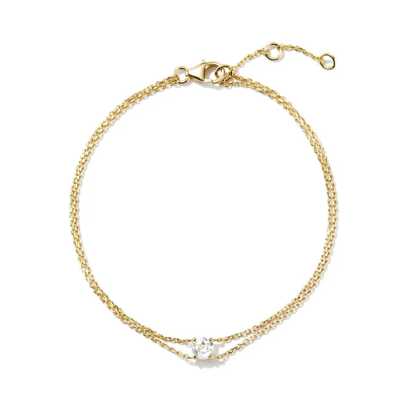 Layered Round White Sapphire Bracelet made by MSBLUE Jewelry