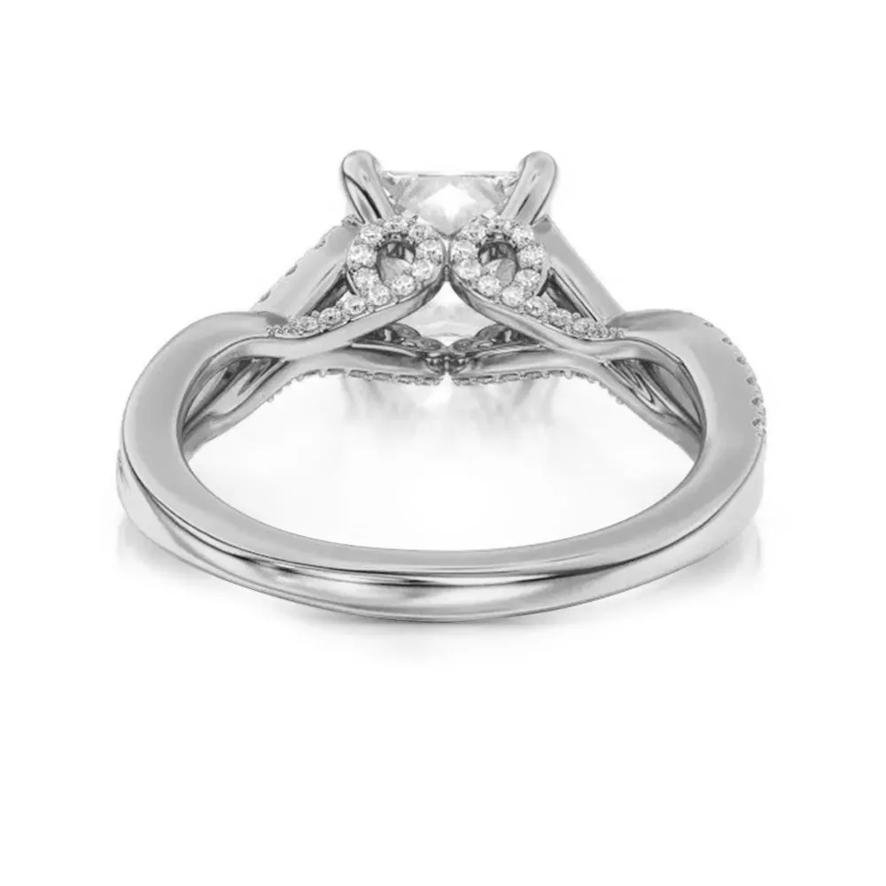 Princess Cut Moissanite Twisted Band Engagement Ring with Hidden Accents sold by MSBLUE Jewelry product image thumbnail 3