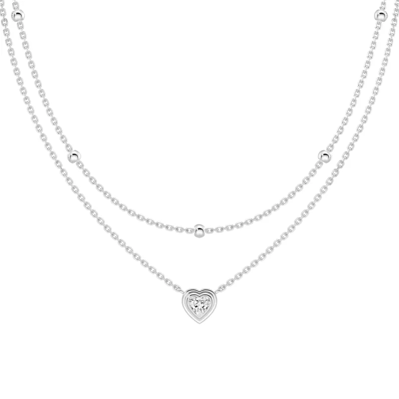 Layered Heart Lab Grown Diamond Necklace sold by MSBLUE Jewelry