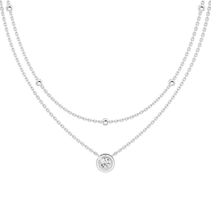 Layered Round Lab Grown Diamond Necklace sold by MSBLUE Jewelry