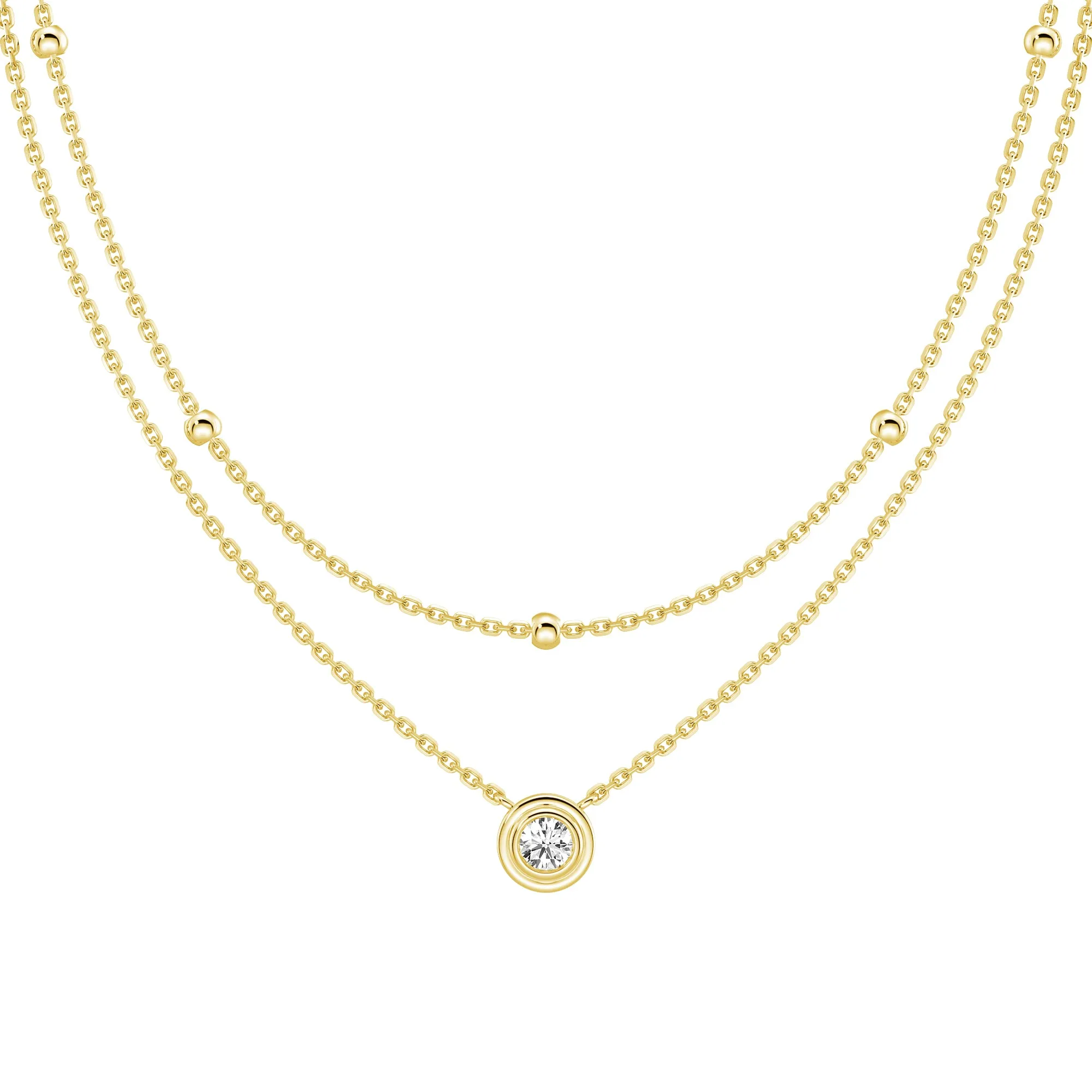 Layered Round Lab Grown Diamond Necklace sold by MSBLUE Jewelry product image thumbnail 3