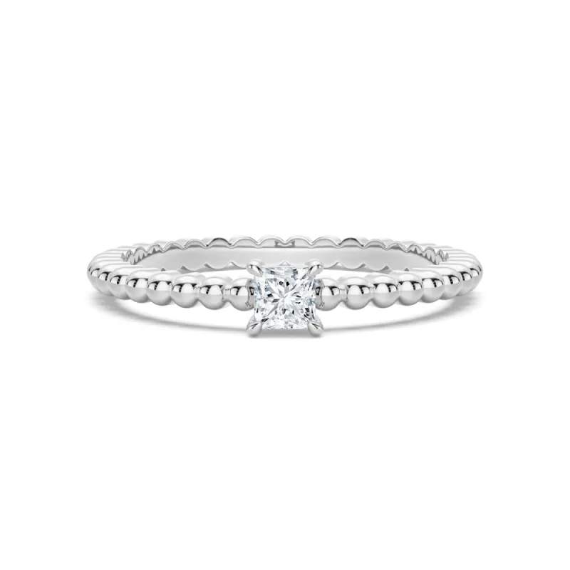 Beaded Princess Lab Grown Diamond Promise Ring sold by MSBLUE Jewelry