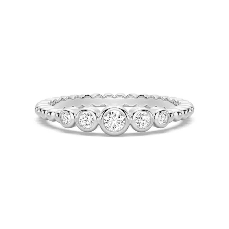 Beaded Lab Grown Diamond 5 Stone Promise Ring sold by MSBLUE Jewelry