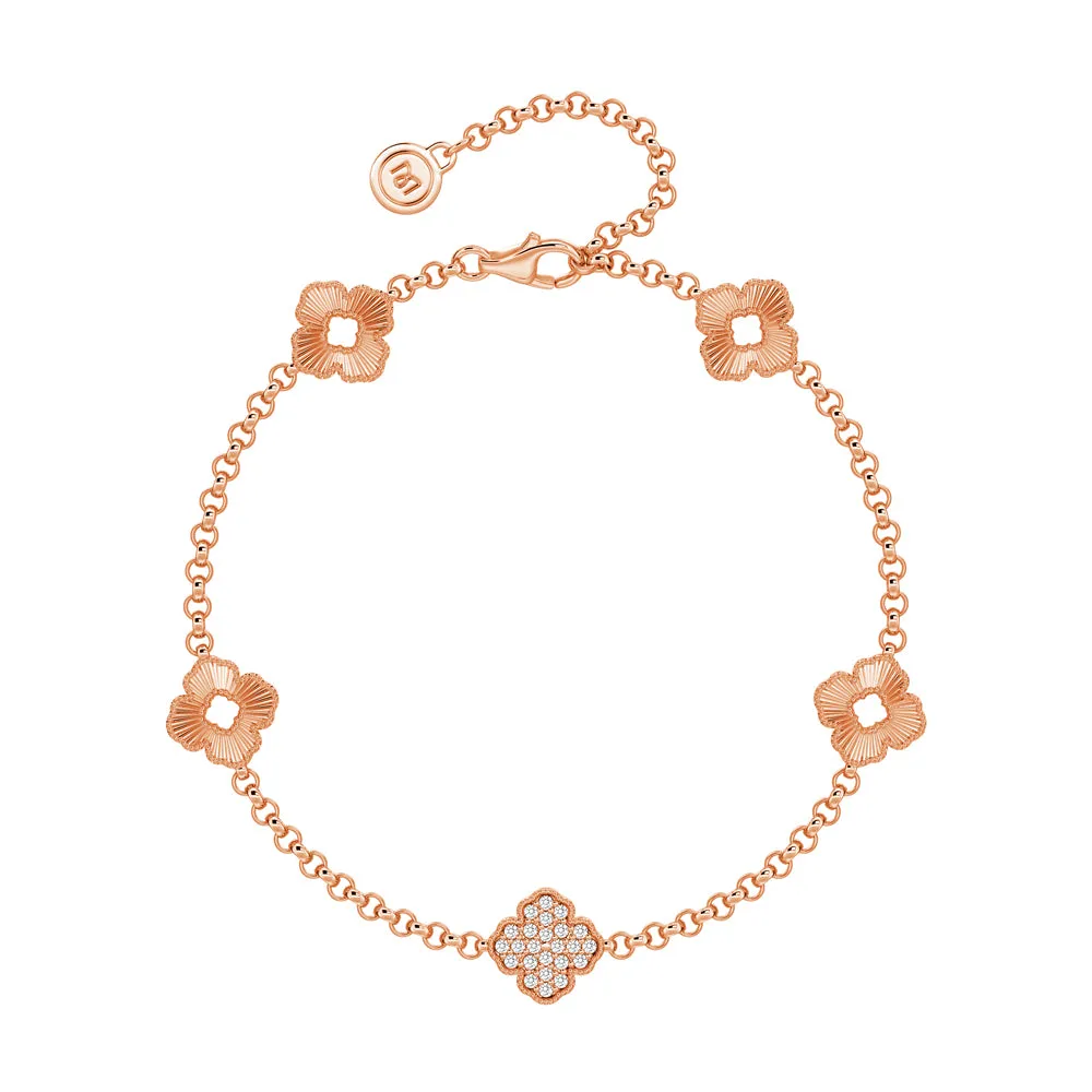 Blooming Petals Four Leaf Clover Lab Grown Diamond Bracelet sold by MSBLUE Jewelry product image thumbnail 3