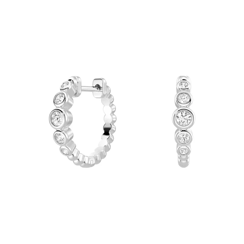Lab Grown Diamond Five Stone Beaded Hoop Earrings sold by MSBLUE Jewelry