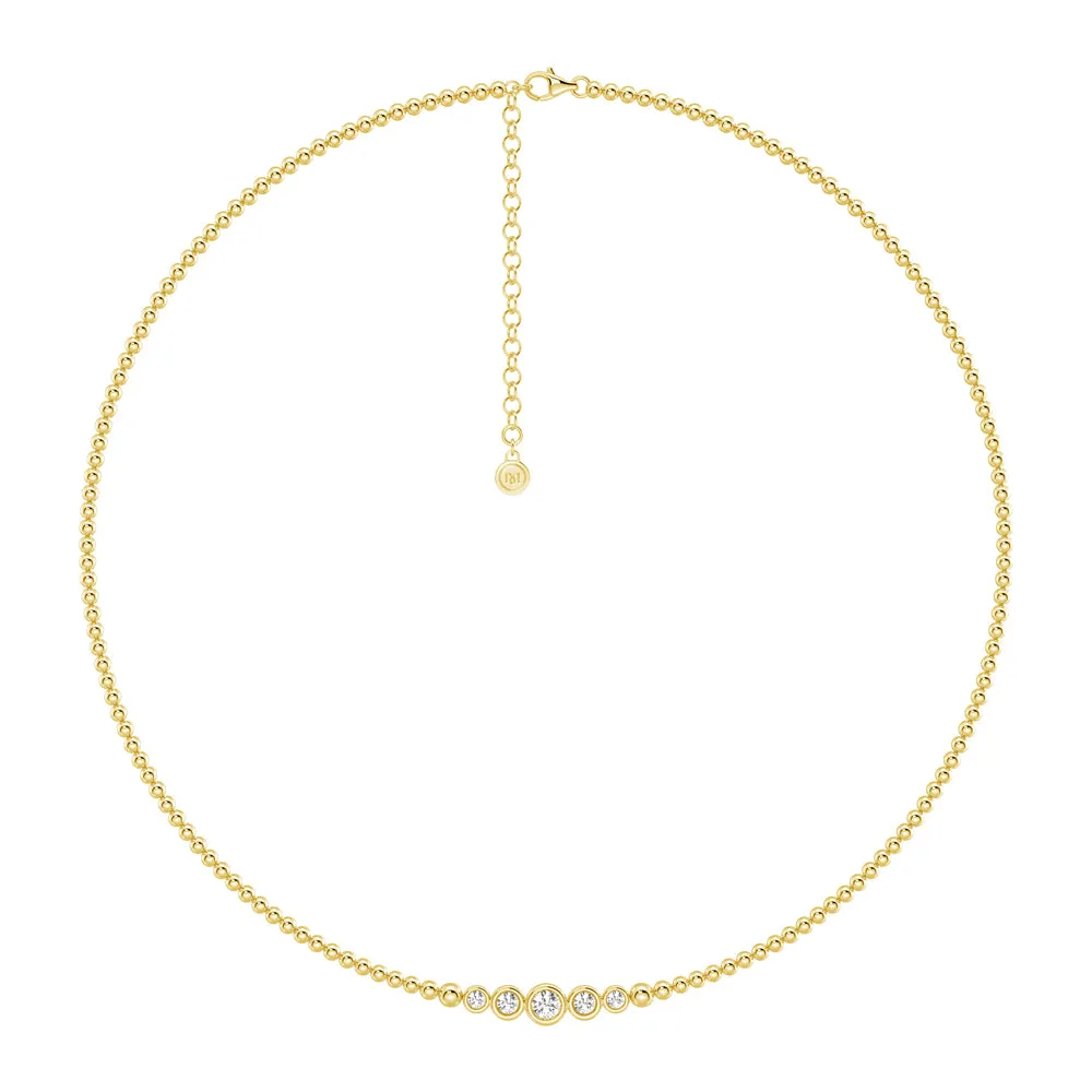 Lab Grown Diamond Five Stone Beaded Necklace sold by MSBLUE Jewelry product image thumbnail 4