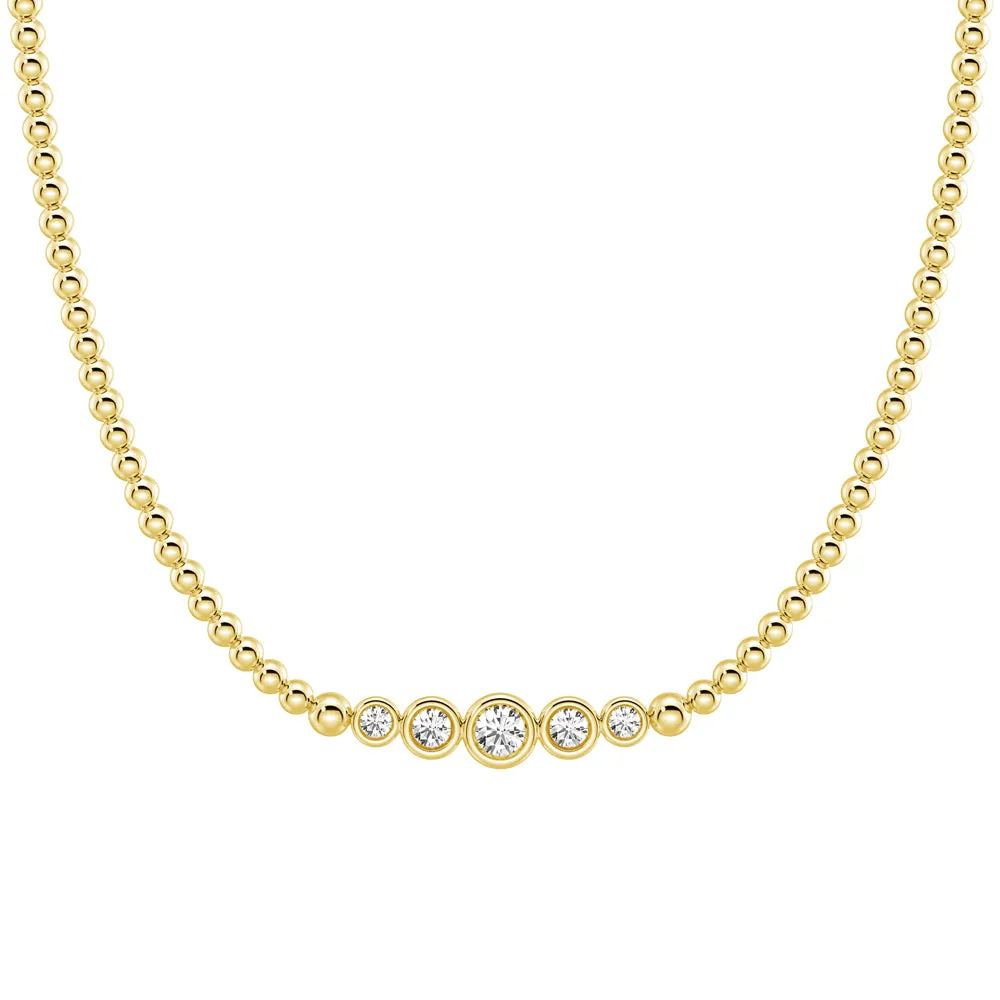 Lab Grown Diamond Five Stone Beaded Necklace sold by MSBLUE Jewelry product image thumbnail 5