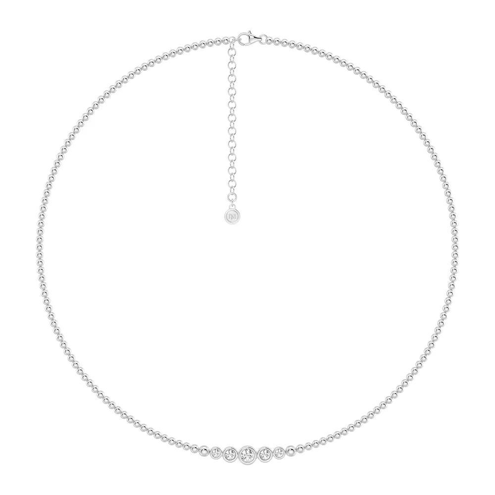 Lab Grown Diamond Five Stone Beaded Necklace sold by MSBLUE Jewelry