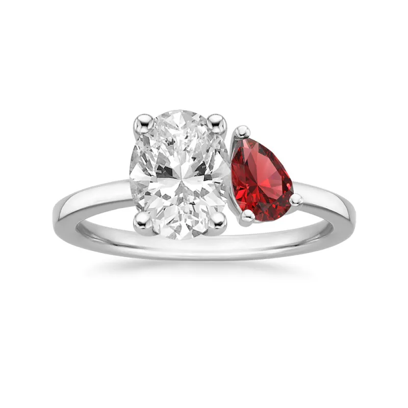 Personalized Toi et Moi July Promise Ring sold by MSBLUE Jewelry