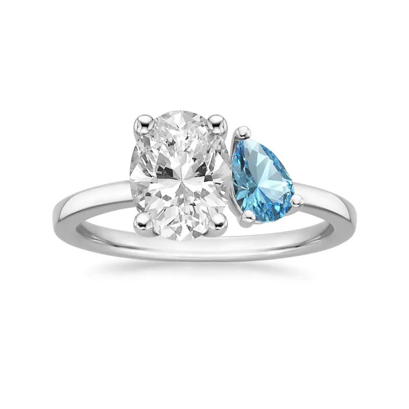 Personalized Toi et Moi March Promise Ring sold by MSBLUE Jewelry