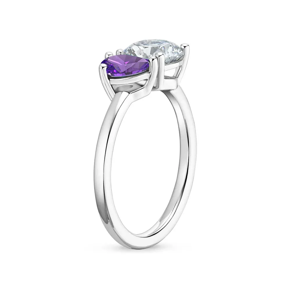 Personalized Toi et Moi February Promise Ring sold by MSBLUE Jewelry product image thumbnail 4