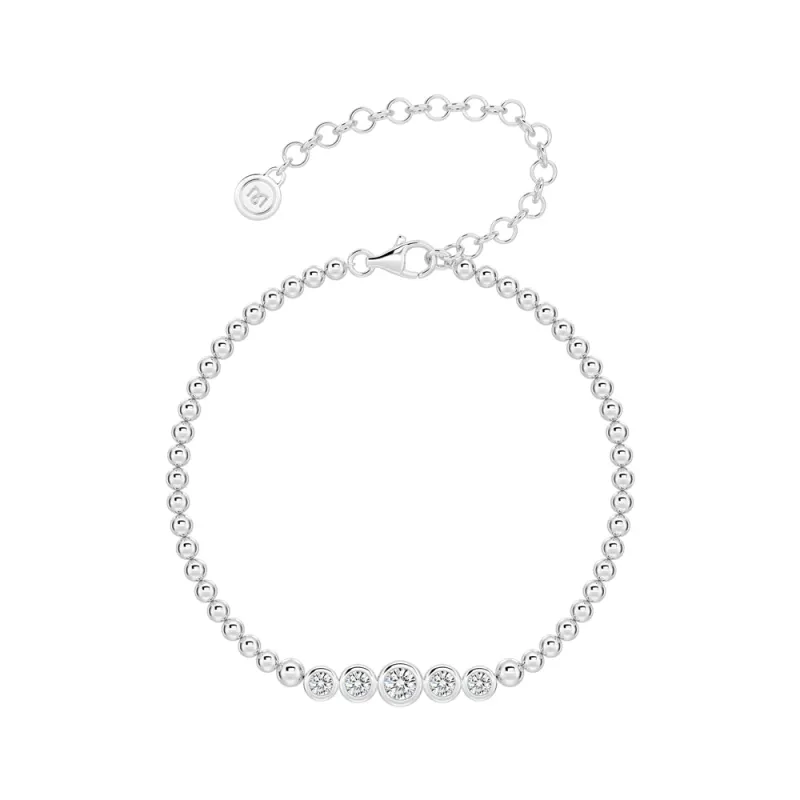 Lab Grown Diamond Five Stone Beaded Bracelet sold by MSBLUE Jewelry