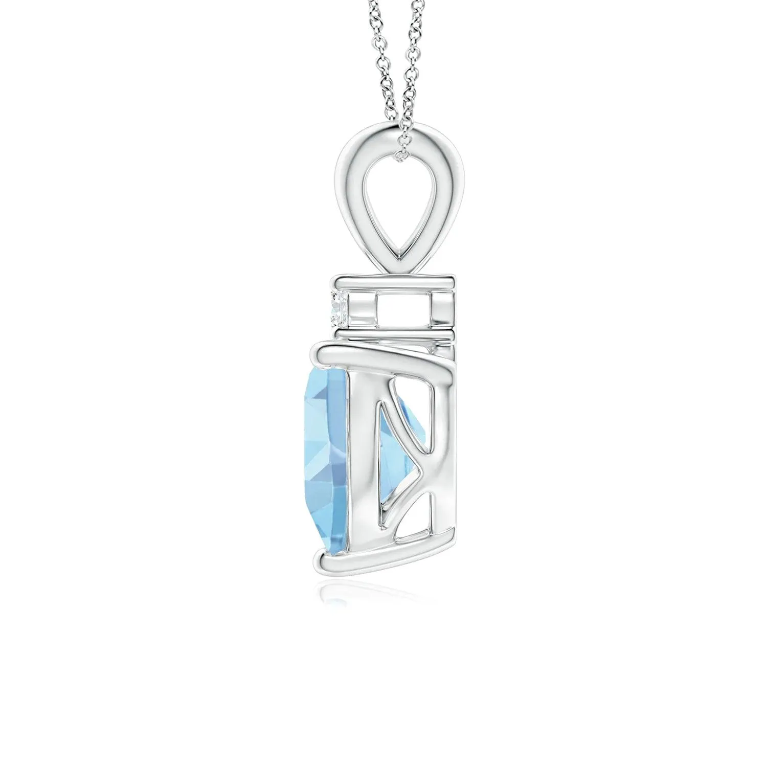 1 CT. Heart-Shaped Aquamarine V-Bale Pendant with Diamond sold by MSBLUE Jewelry product image thumbnail 2