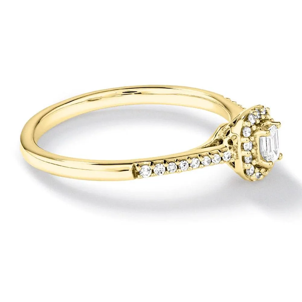 Halo Emerald Cut Lab Grown Diamond Promise Ring sold by MSBLUE Jewelry product image thumbnail 5