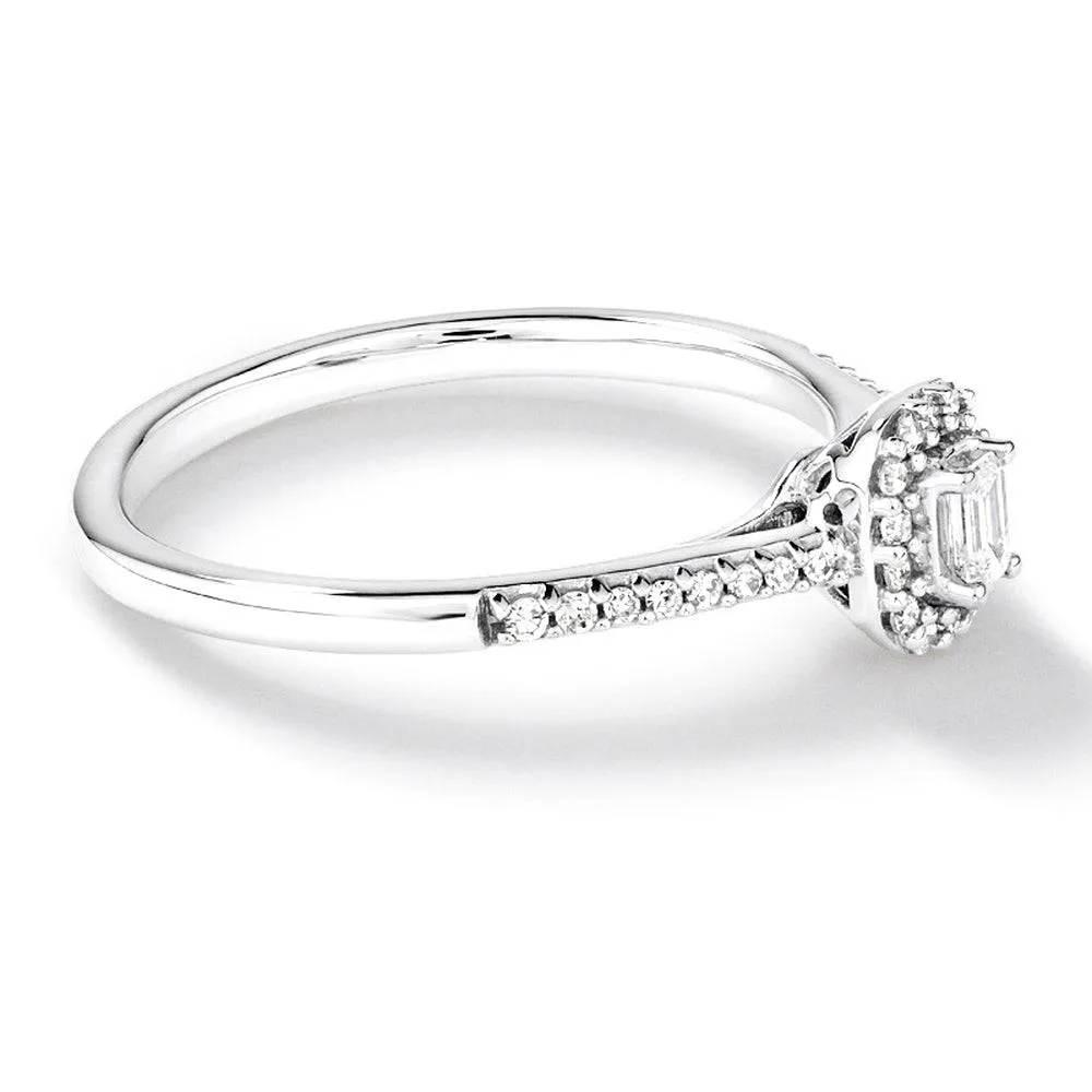 Halo Emerald Cut Lab Grown Diamond Promise Ring sold by MSBLUE Jewelry product image thumbnail 4